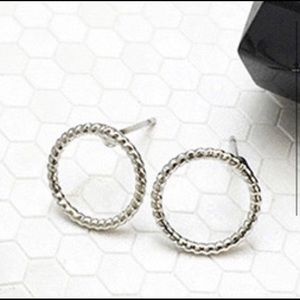 {Ocean Dreams} - Silver Twisted Hoop Stud Earrings